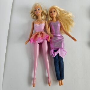 Lot of 2 Barbie Dolls I Can Be Ballerina Blonde Barbies Doll Pink Dress Clothes